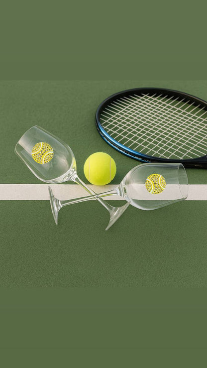 Tennis Ball Jeweled Stemmed Wine Glass