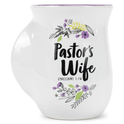 Ceramic Handwarmer Mug Pastor's Wife Floral w/Plum Interior