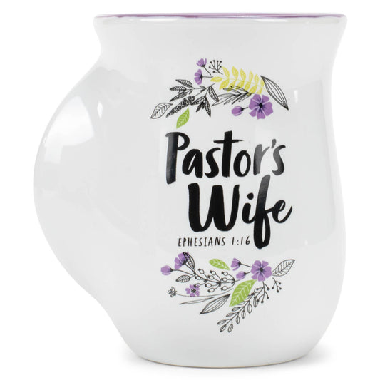 Ceramic Handwarmer Mug Pastor's Wife Floral w/Plum Interior