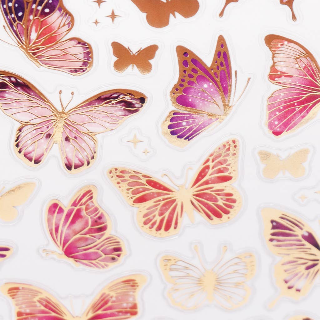 Blush Garden Butterfly Stickers – 49ct Foil Accents