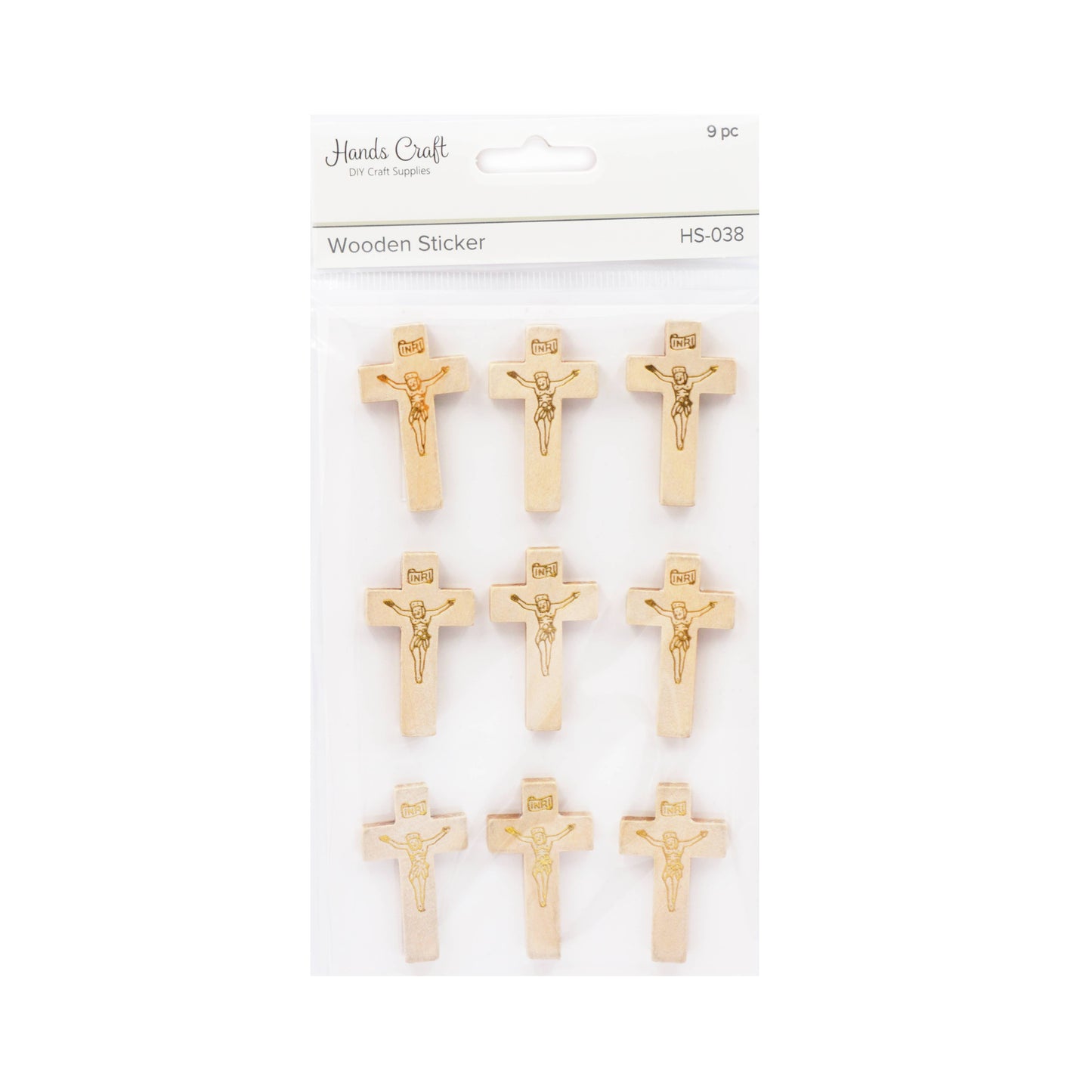 Cross Stickers – Wooden & Rhinestone, 6 Styles