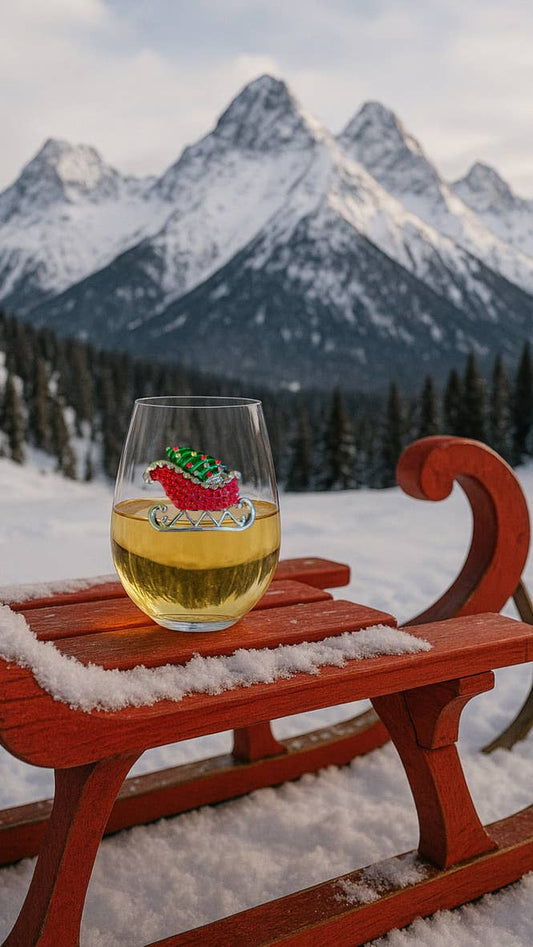 Christmas Sleigh Stemless Wine Glass