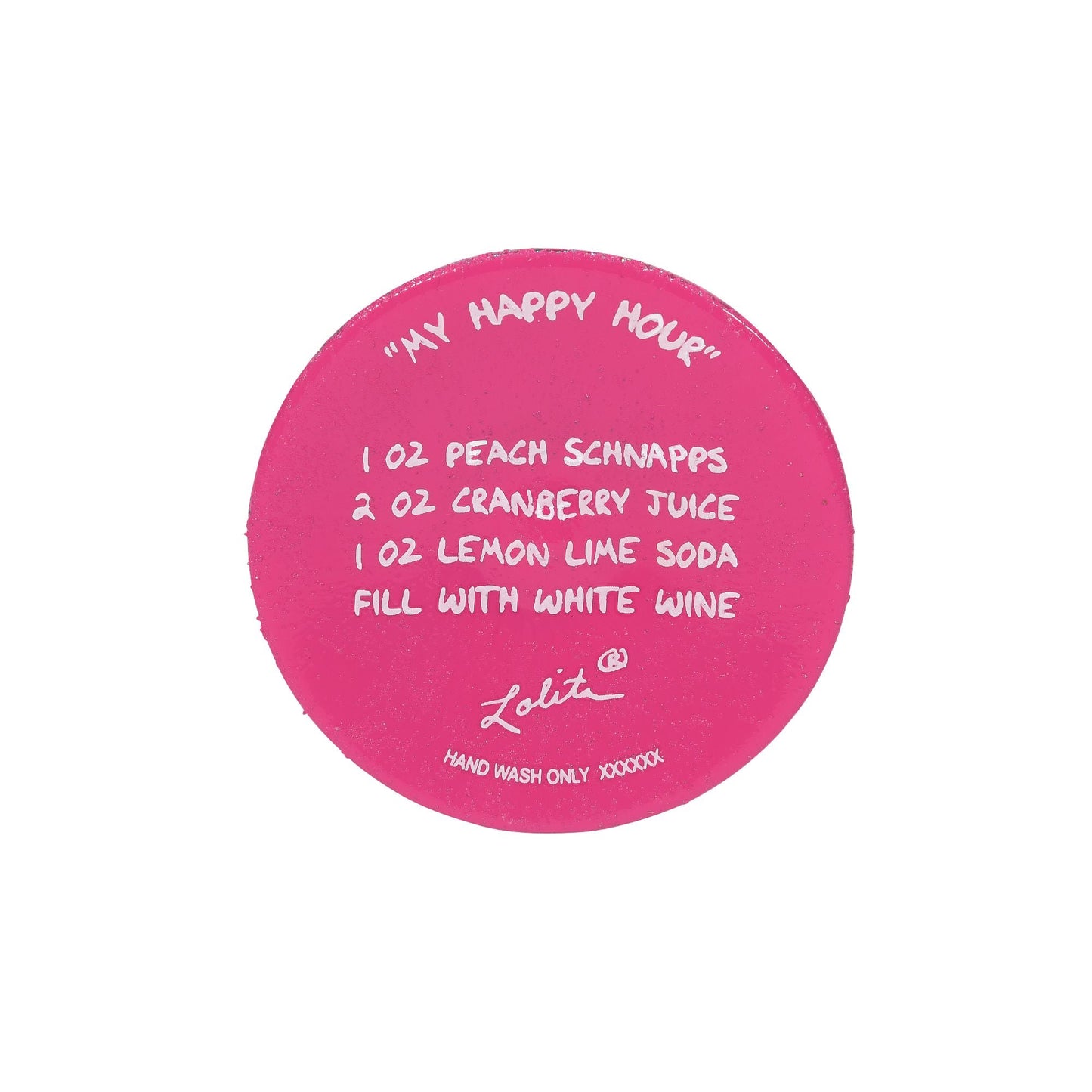 Happy Hour Hand-Painted Wine Glass, 15 oz.