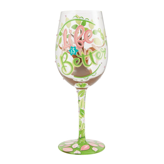 Life with Family Hand Painted wine glass
