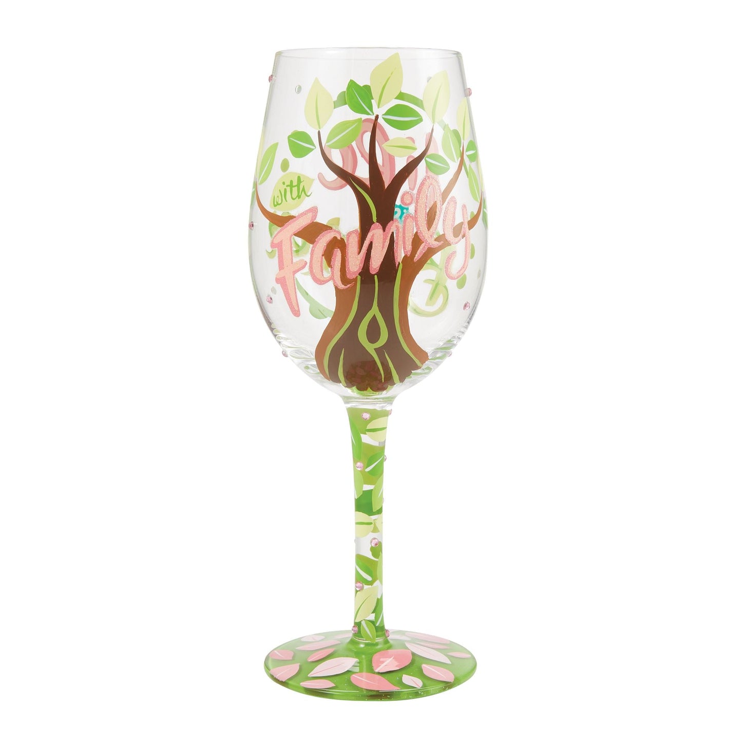 Life with Family Hand Painted wine glass
