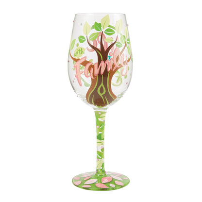 Life with Family Hand Painted wine glass
