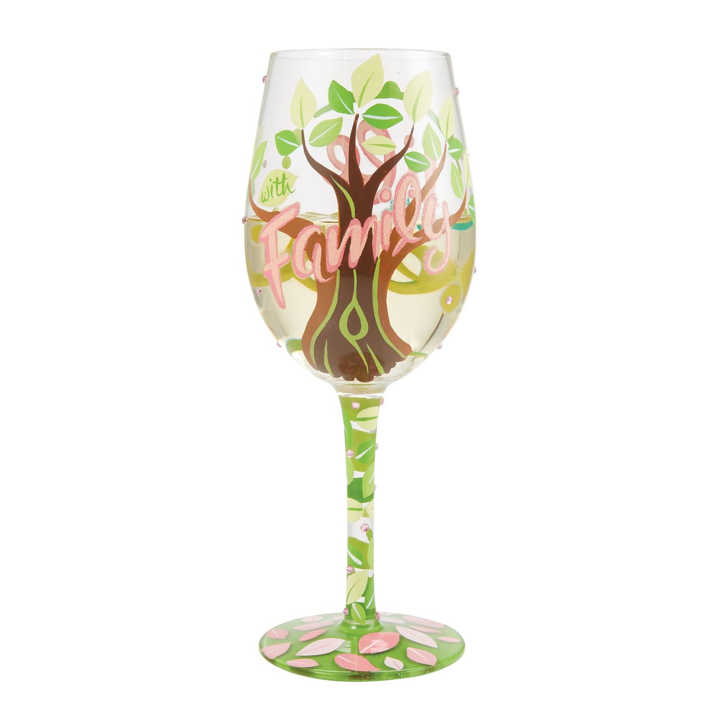 Life with Family Hand Painted wine glass