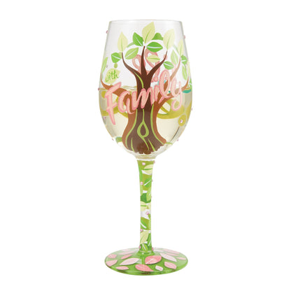Life with Family Hand Painted wine glass