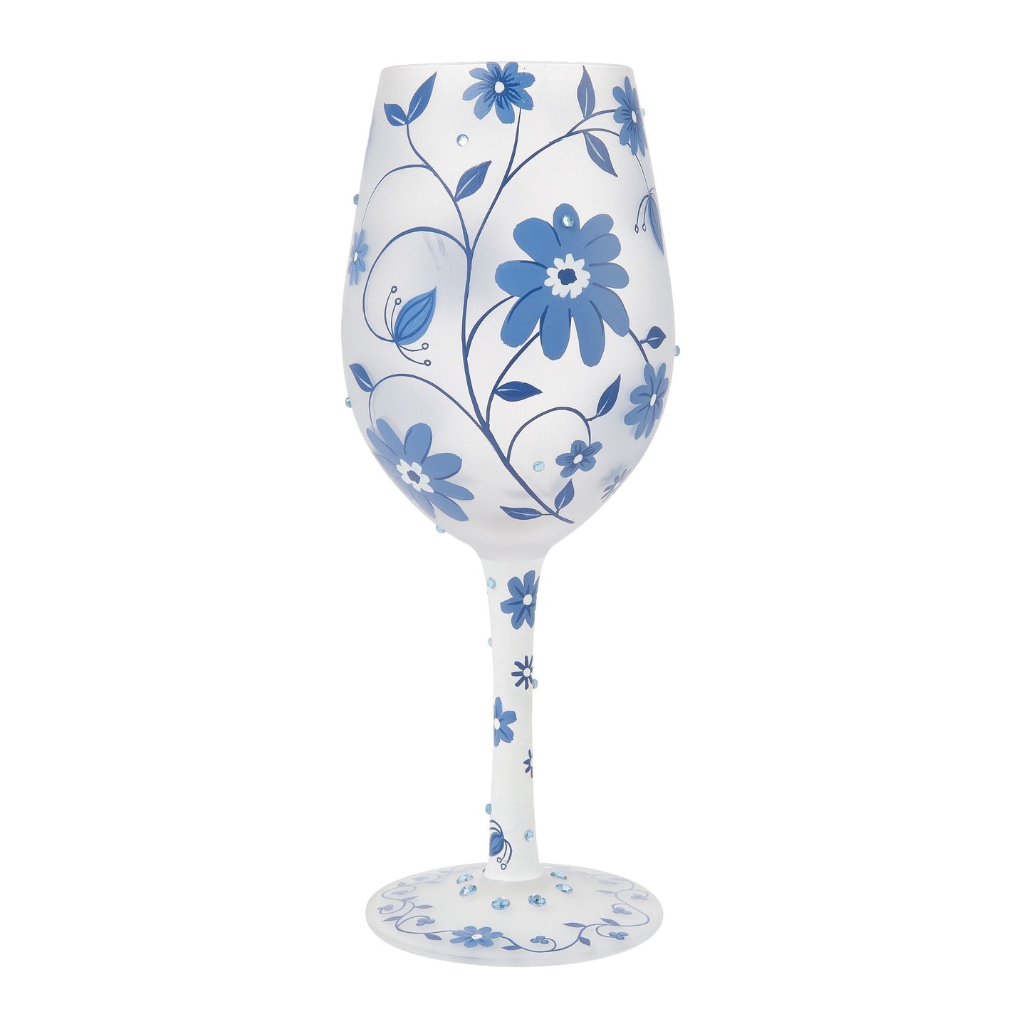 Chinoiserie Charm Hand Painted Wine Glass