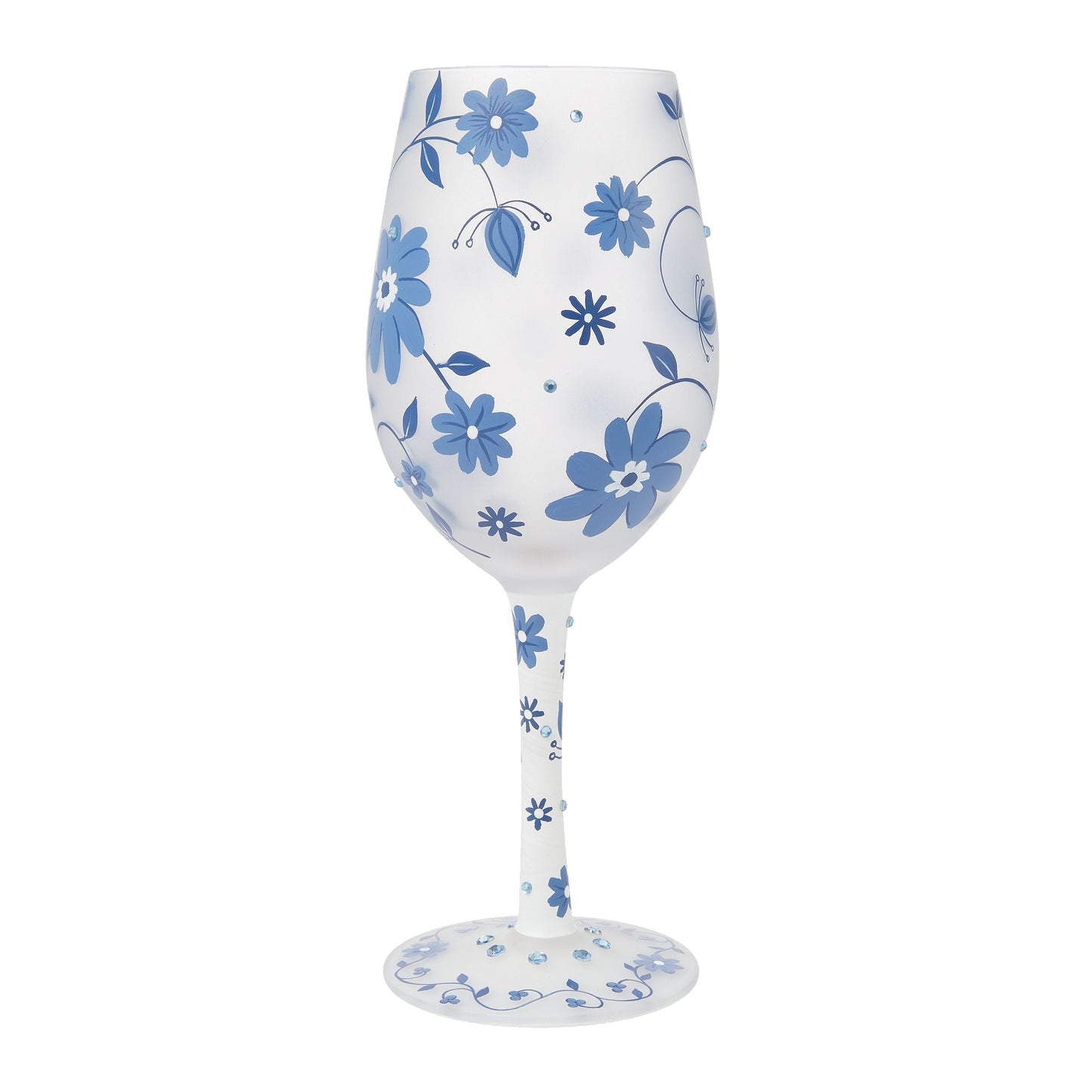 Chinoiserie Charm Hand Painted Wine Glass