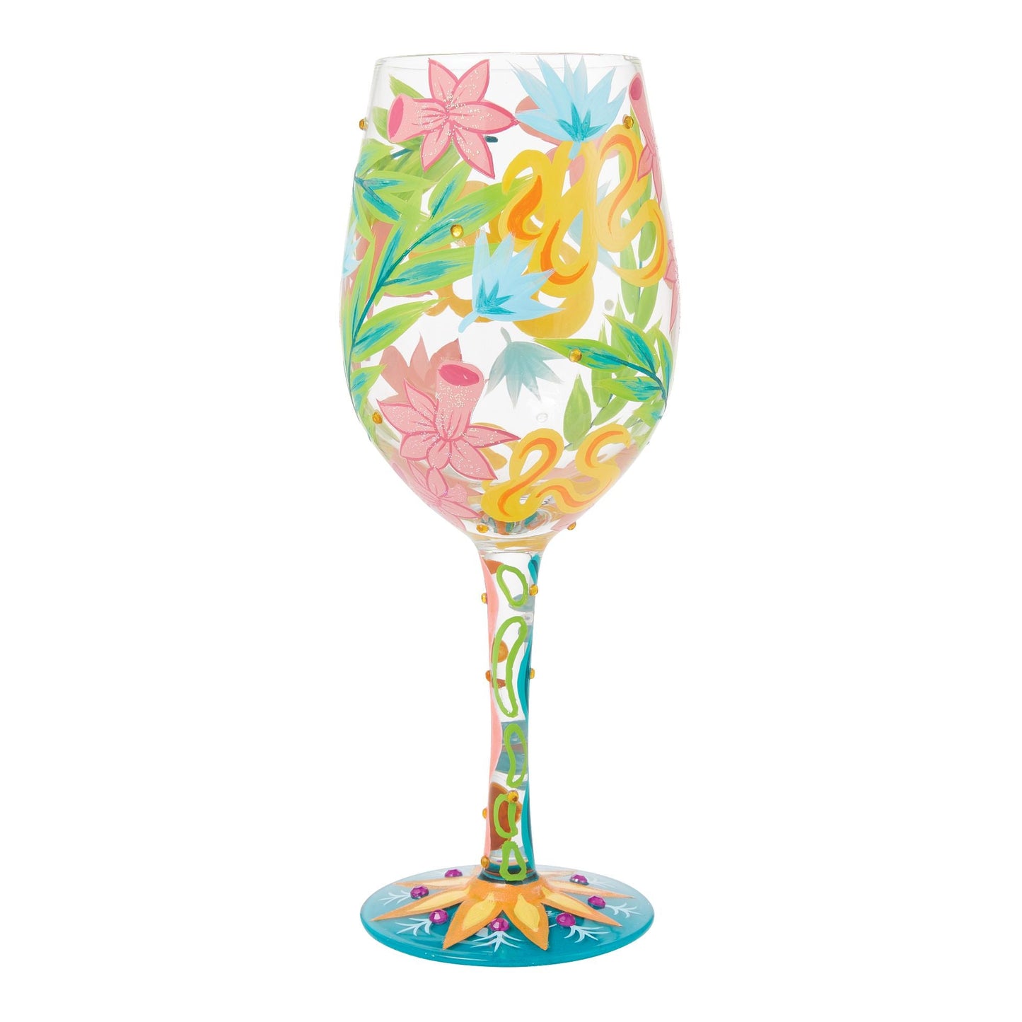 Fashion Florals Hand Painted Wine Glass