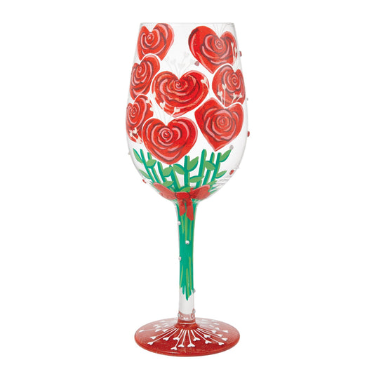 Valentine's Bouquet Hand Painted Wine Glass