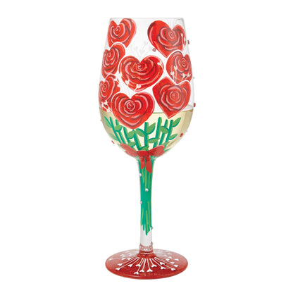 Valentine's Bouquet Hand Painted Wine Glass