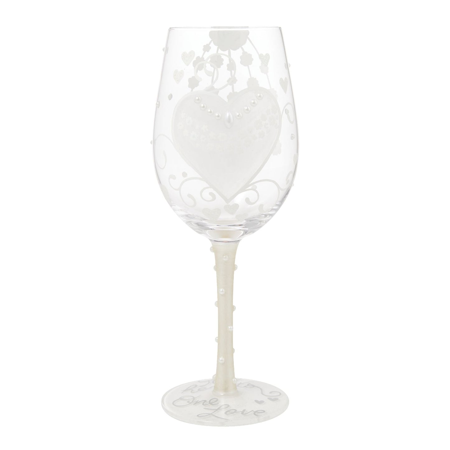 Two Hearts One Love Bride Hand Painted Wine Glass