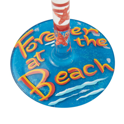 Forever at the Beach Hand Painted Wine Glass