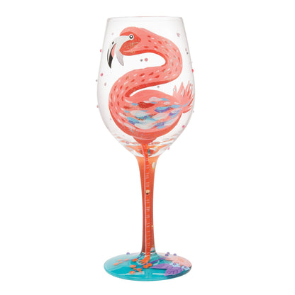Fabulous Flamingos Painted Wine Glass