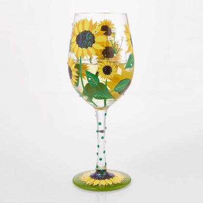 Sunflower Hand Painted Wine Glass