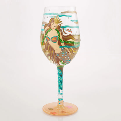 Mystical Mermaid Hand Painted Wine Glass
