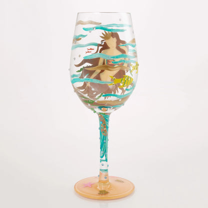 Mystical Mermaid Hand Painted Wine Glass