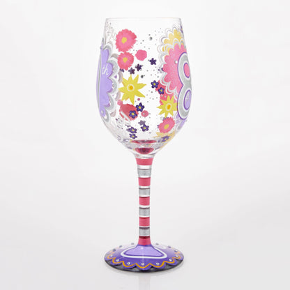 Happy 80th Birthday Hand Painted Wine Glass