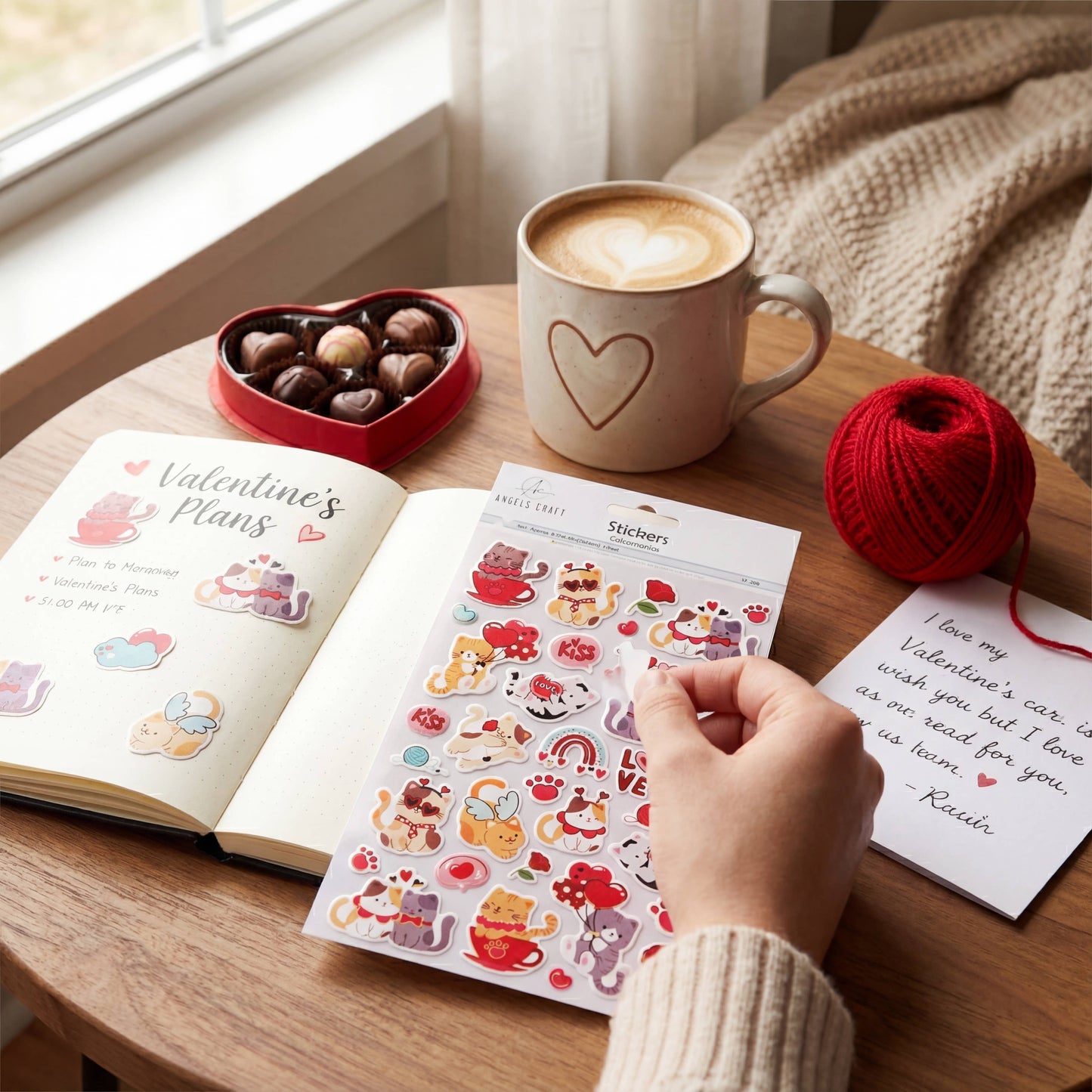 Valentine Cat Stickers – Love & Cute Animals – 30 pcs