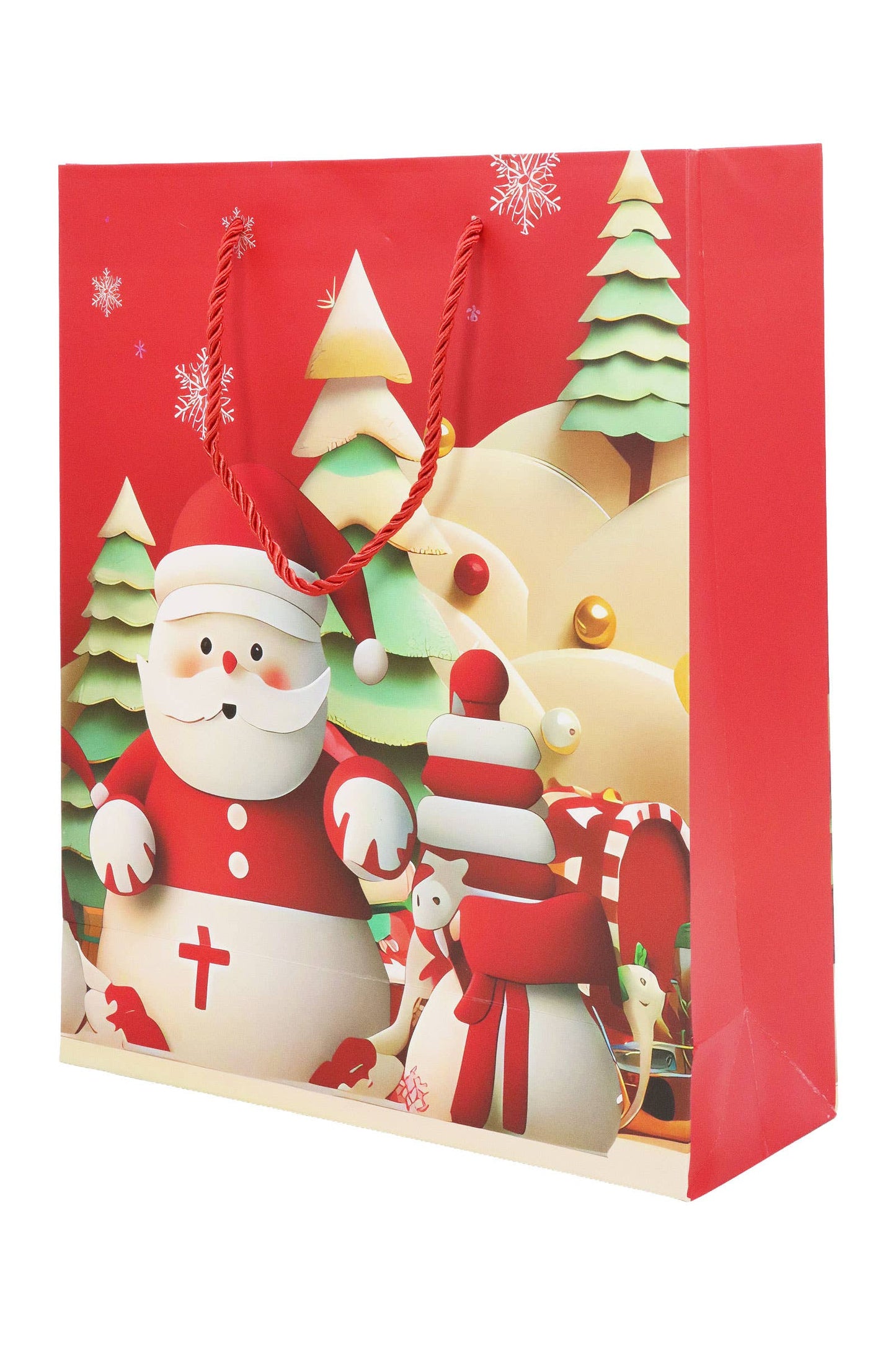 3d Glitter Christmas Santa Gift Bag - 12 Pcs