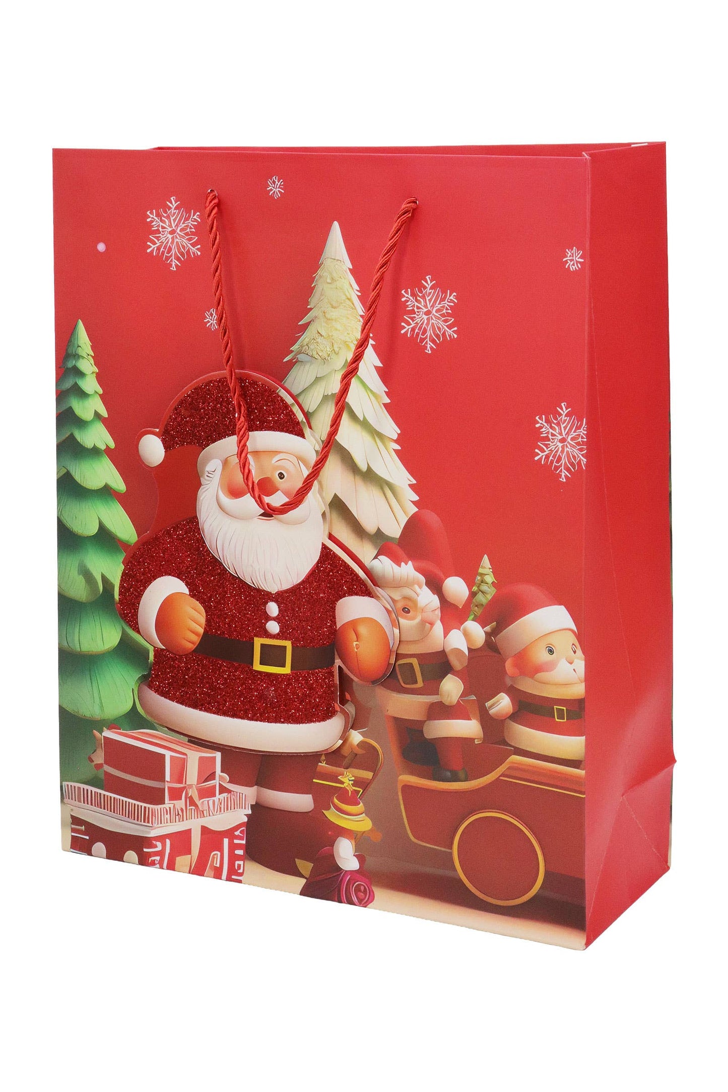 3d Glitter Christmas Santa Gift Bag - 12 Pcs