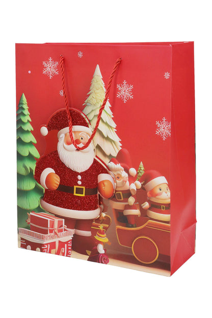 3d Glitter Christmas Santa Gift Bag - 12 Pcs