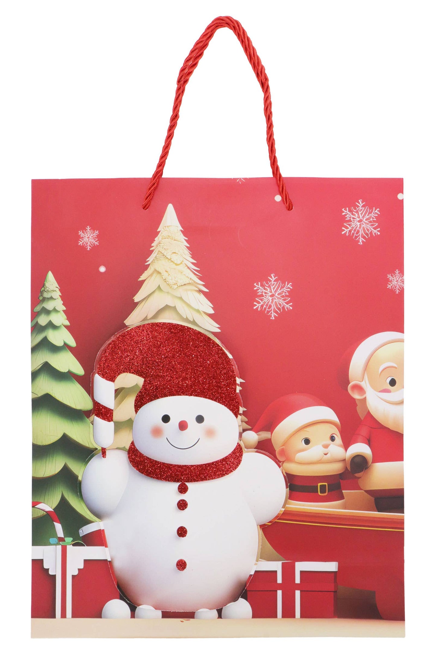 3d Glitter Christmas Santa Gift Bag - 12 Pcs