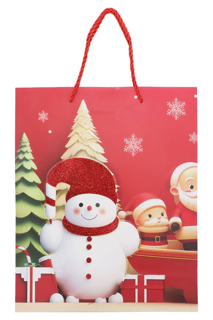3d Glitter Christmas Santa Gift Bag - 12 Pcs