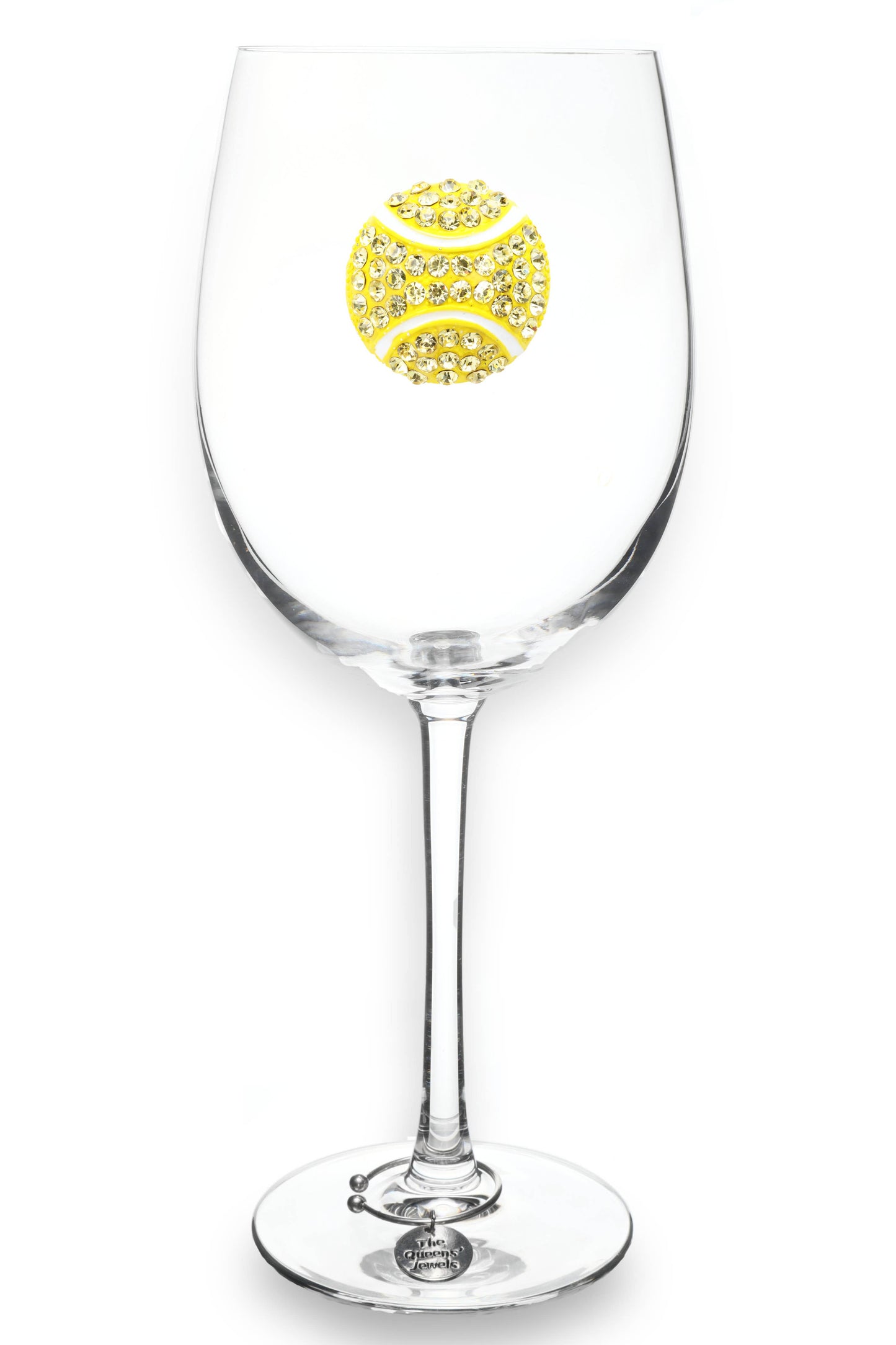 Tennis Ball Jeweled Stemmed Wine Glass