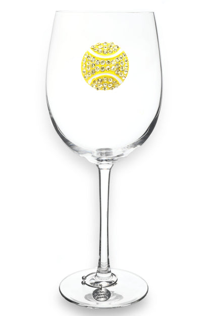 Tennis Ball Jeweled Stemmed Wine Glass
