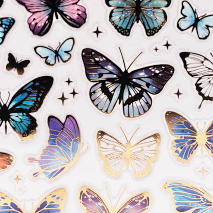 Blue Meadow Butterfly Stickers – 59ct Foil Accents