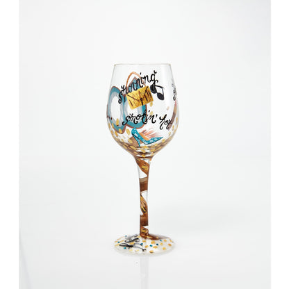 60 and Sassy Hand-painted Artisan Wine Glass, 15 oz.