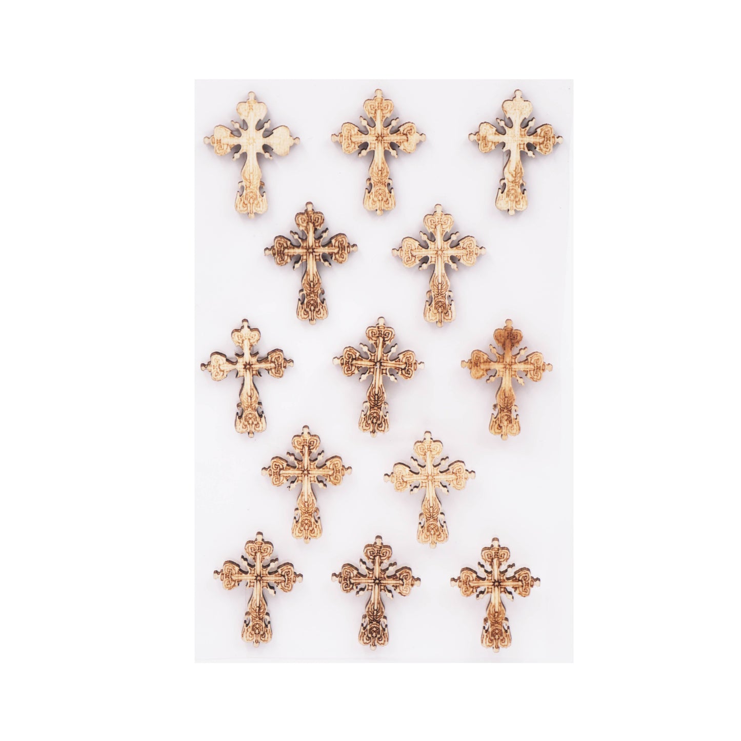 Cross Stickers – Wooden & Rhinestone, 6 Styles