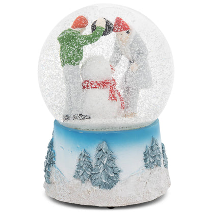 Building Snowman Christmas Musical Snow Globe