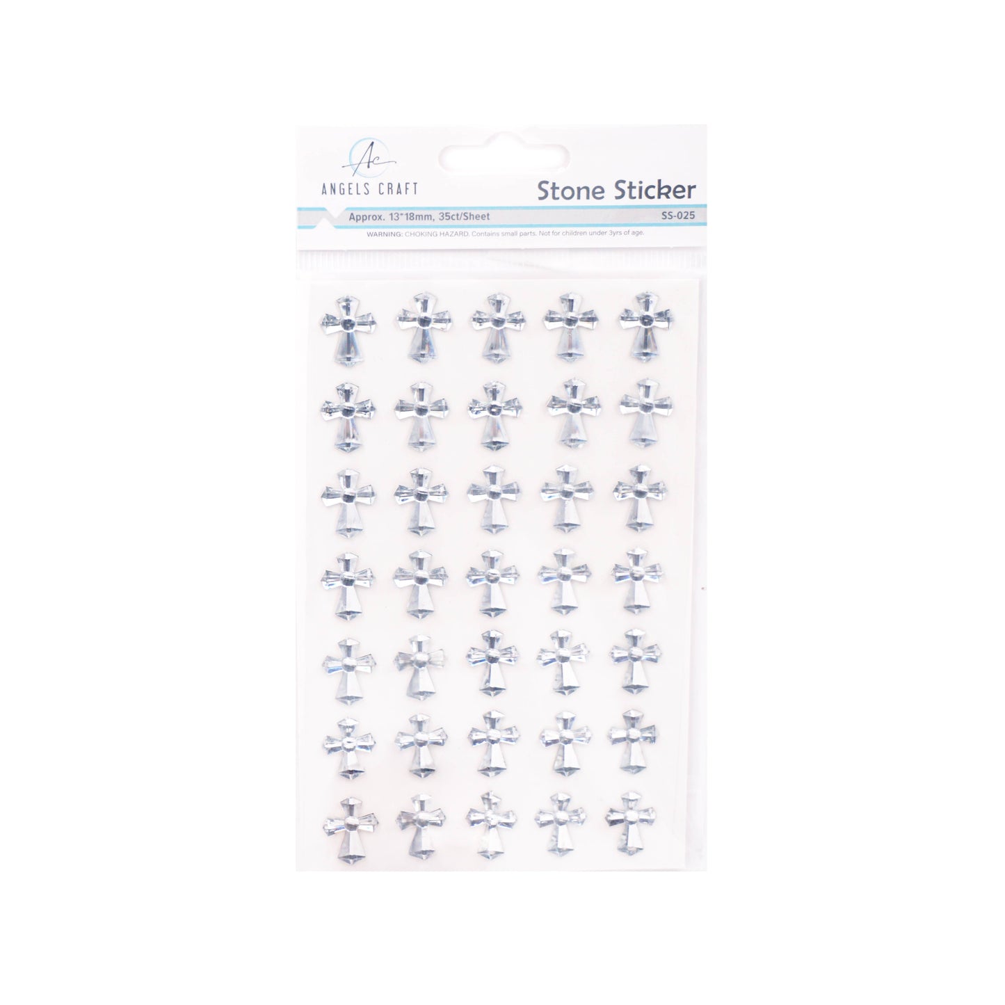 Cross Stickers – Wooden & Rhinestone, 6 Styles