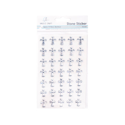 Cross Stickers – Wooden & Rhinestone, 6 Styles