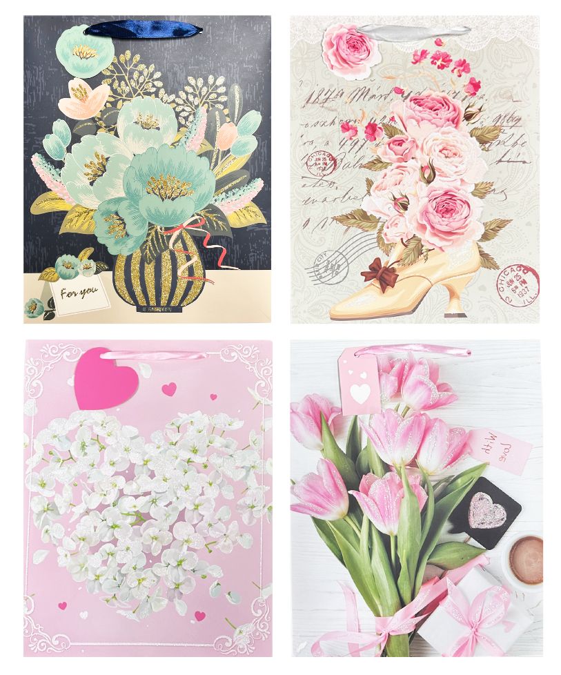 Everyday - Florals for Women Gift Bag , glitter accents