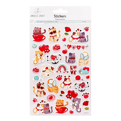 Valentine Cat Stickers – Love & Cute Animals – 30 pcs