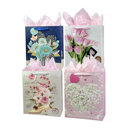 Everyday - Florals for Women Gift Bag , glitter accents