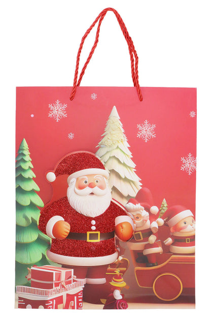 3d Glitter Christmas Santa Gift Bag - 12 Pcs