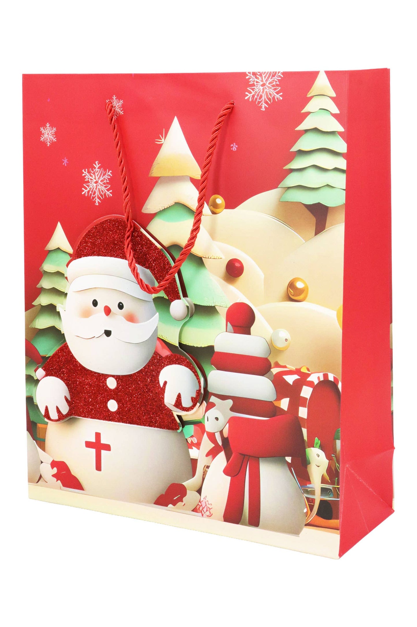 3d Glitter Christmas Santa Gift Bag - 12 Pcs