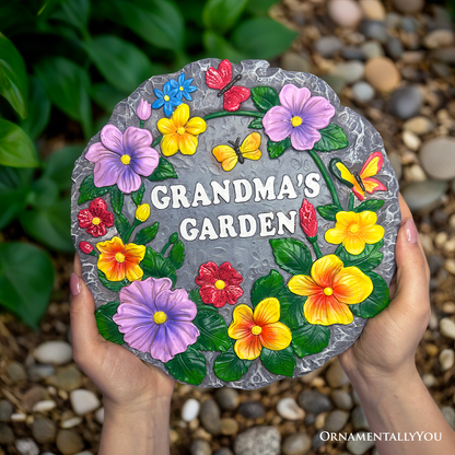 Grandma’s Garden Floral Stepping Stone, 9.5" Outdoor Decor