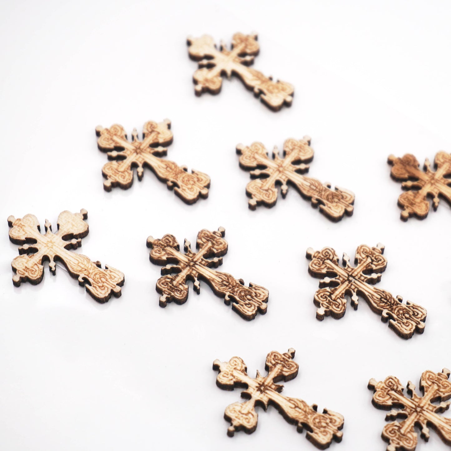 Cross Stickers – Wooden & Rhinestone, 6 Styles