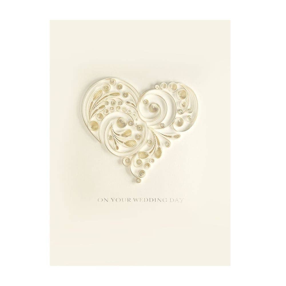 Quilled Ivory Heart Wedding Card
