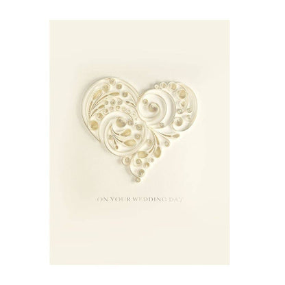 Quilled Ivory Heart Wedding Card