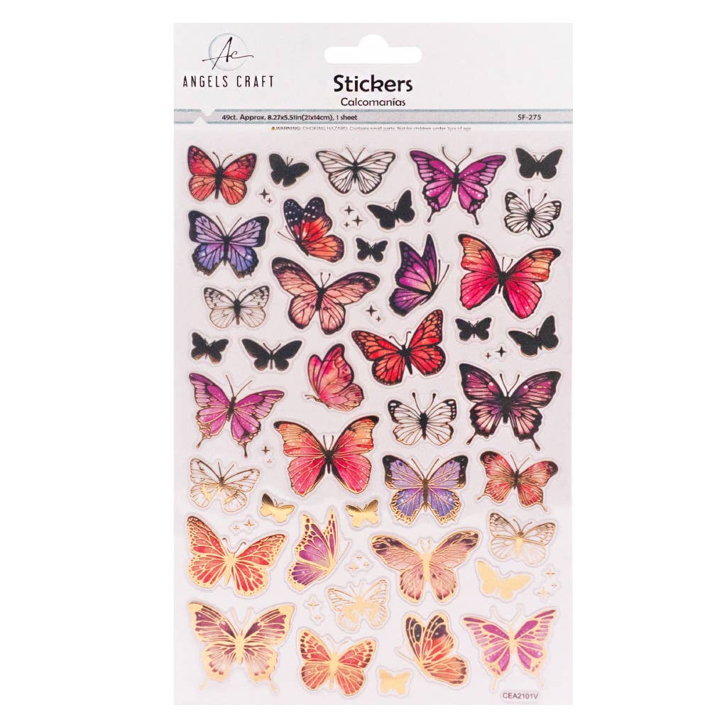 Blush Garden Butterfly Stickers – 49ct Foil Accents