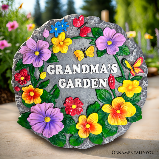 Grandma’s Garden Floral Stepping Stone, 9.5" Outdoor Decor