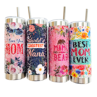 24oz Rhinestone Cup Mother's Day Assortment- 4/Pack